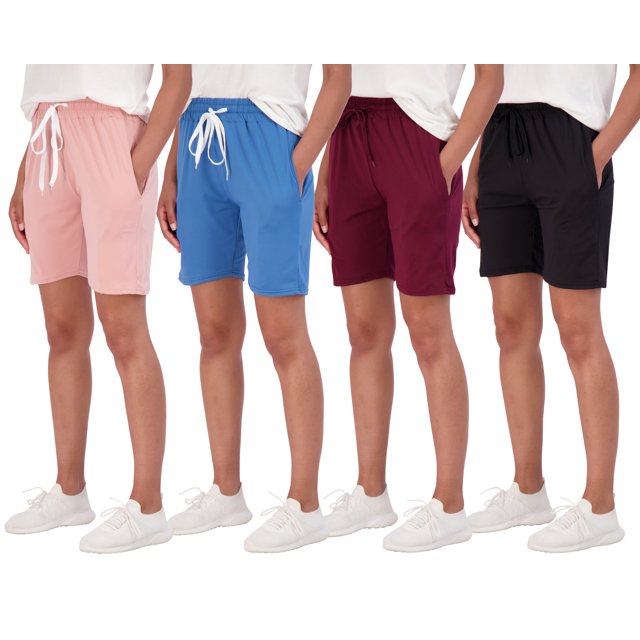 4 Pack Women's 7" Bermuda Long High Waisted Shorts With Pockets