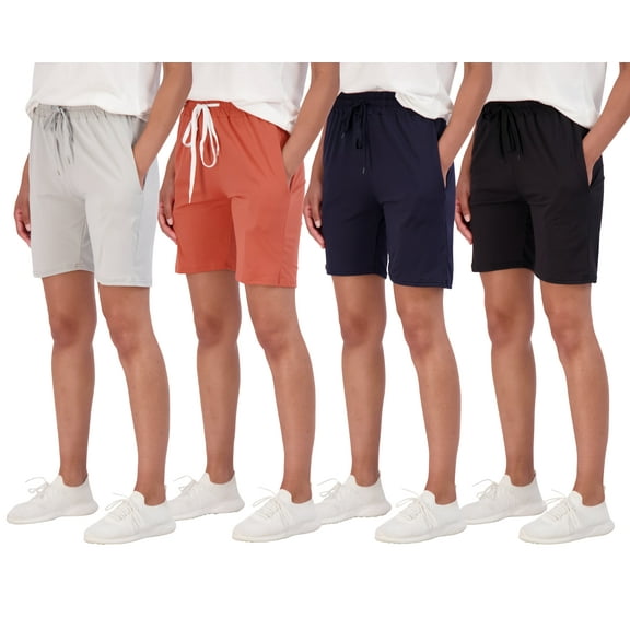 4 Pack: Women's 7" Bermuda Long High Waisted Shorts With Pockets - Casual Running Workout Athletic (Available In Plus)