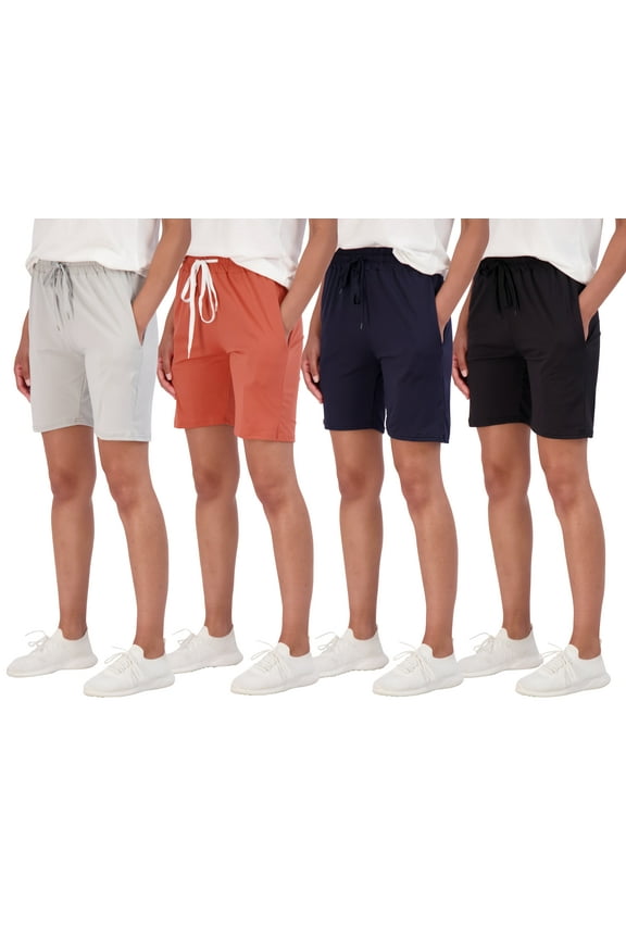 4 Pack: Women's 7" Bermuda Long High Waisted Shorts With Pockets - Casual Running Workout Athletic (Available In Plus)