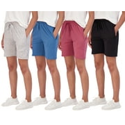 4 Pack: Women's 7" Bermuda Long High Waisted Shorts With Pockets - Casual Running Workout Athletic (Available In Plus)