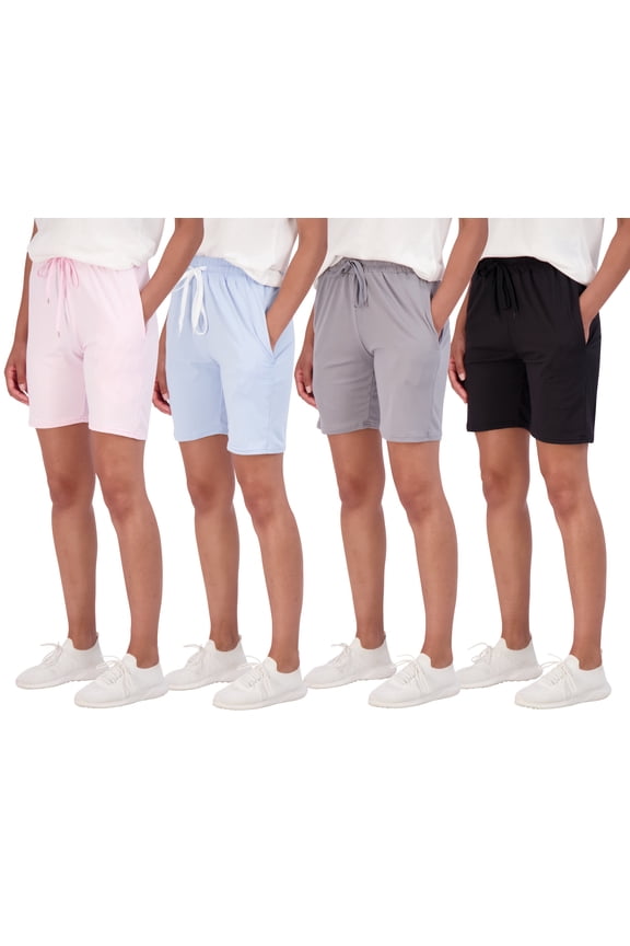 4 Pack: Women's 7" Bermuda Long High Waisted Shorts With Pockets - Casual Running Workout Athletic (Available In Plus)