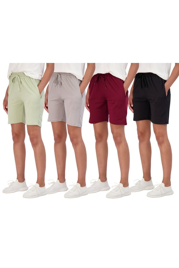 4 Pack: Women's 7" Bermuda Long High Waisted Shorts With Pockets - Casual Running Workout Athletic (Available In Plus)