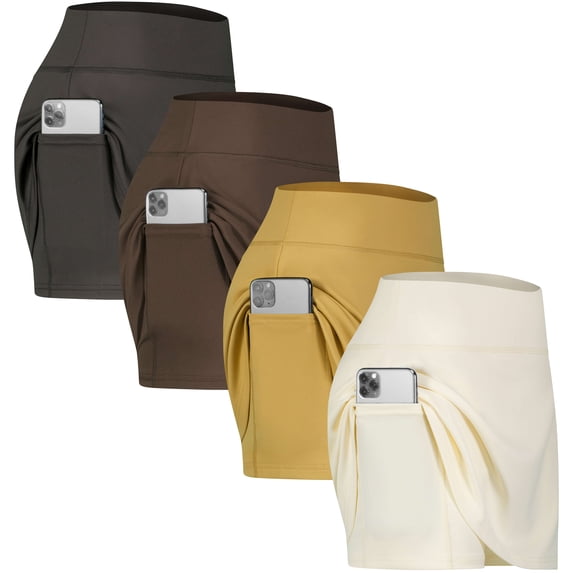 4 Pack: Women's Active Skort Lightweight Comfy & Breathable Tennis Golf Skirt (Available in Plus Size)