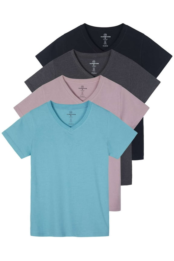 4 Pack: Women's Classic-Fit Cotton Short-Sleeve V-Neck T-Shirt (Available in Plus Size)