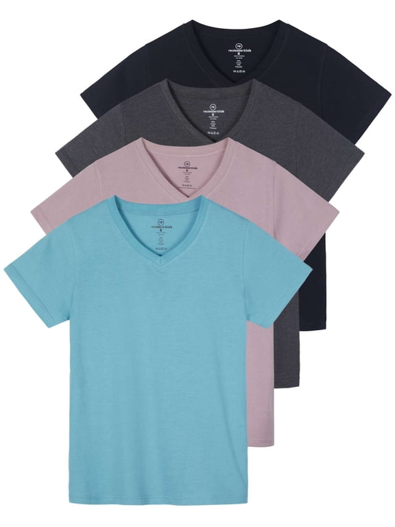 4 Pack: Women's Classic-Fit Cotton Short-Sleeve V-Neck T-Shirt (Available in Plus Size)