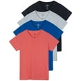 thumbnail image 1 of Real Essentials 4 Pack: Women's Classic-Fit Cotton Short-Sleeve V-Neck T-Shirt (Available in Plus Size), 1 of 6