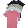 thumbnail image 1 of Real Essentials 4 Pack: Women's Classic-Fit Cotton Short-Sleeve V-Neck T-Shirt (Available in Plus Size), 1 of 6