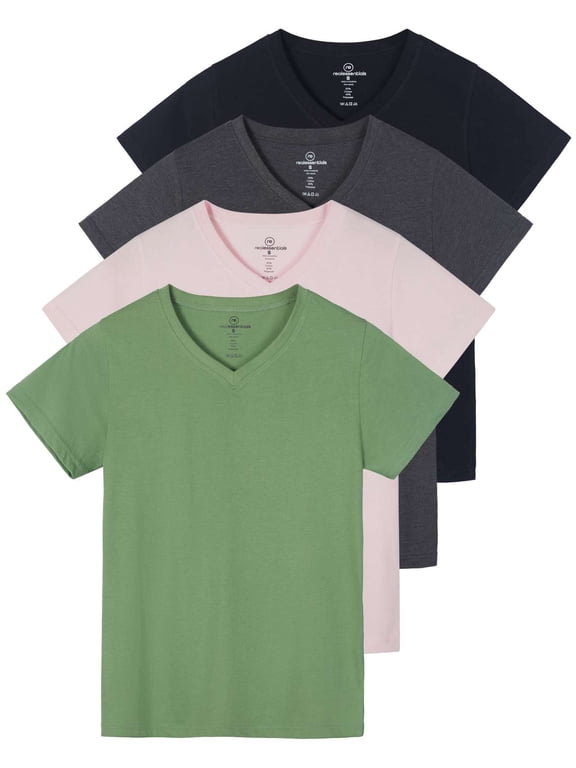 4 Pack: Women's Classic-Fit Cotton Short-Sleeve V-Neck T-Shirt (Available in Plus Size)