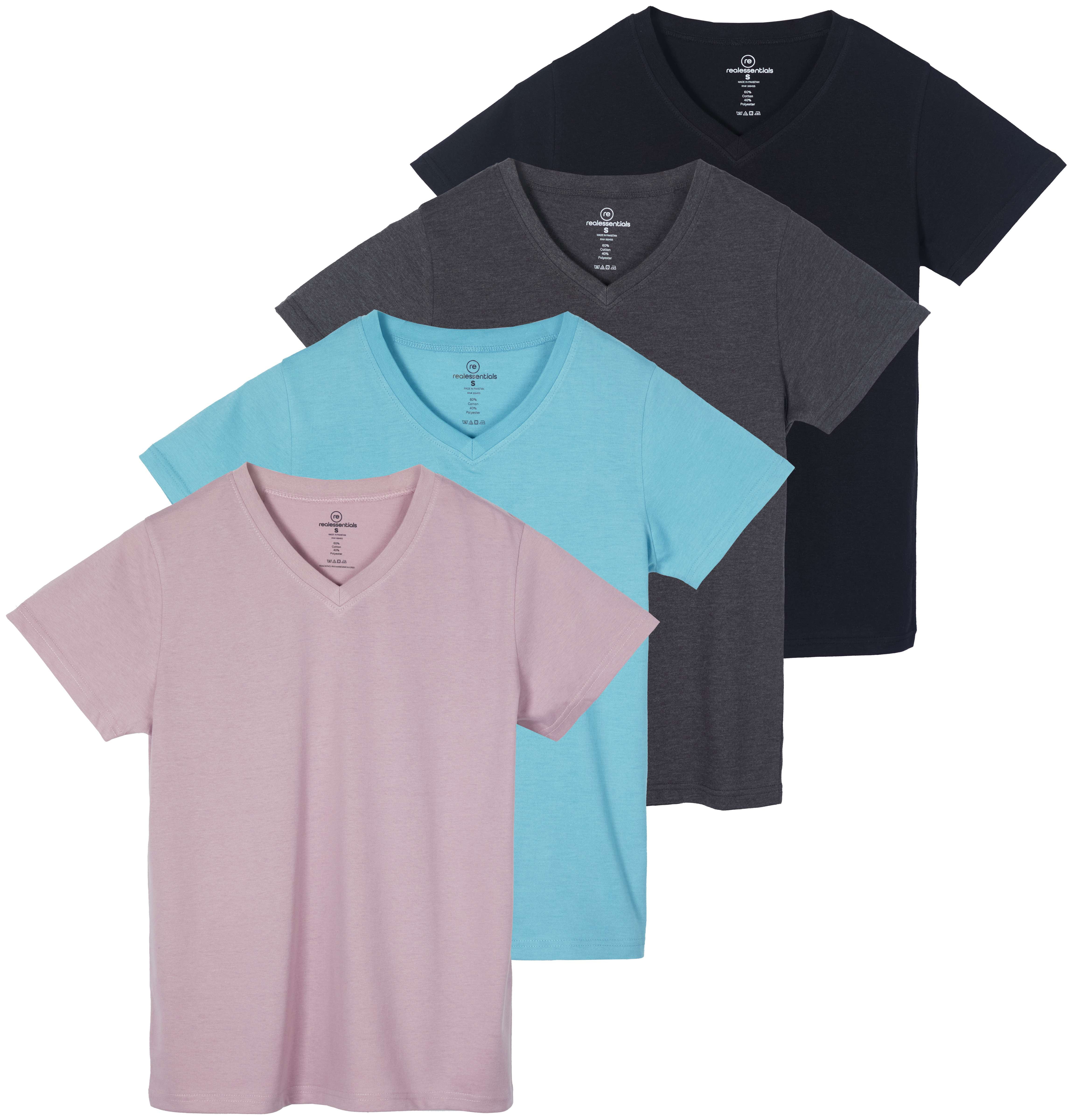 4 Pack: Women's Classic-Fit Cotton Short-Sleeve V-Neck T-Shirt ...