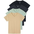 thumbnail image 1 of Real Essentials 4 Pack: Women's Classic-Fit Cotton Short-Sleeve V-Neck T-Shirt (Available in Plus Size), 1 of 6