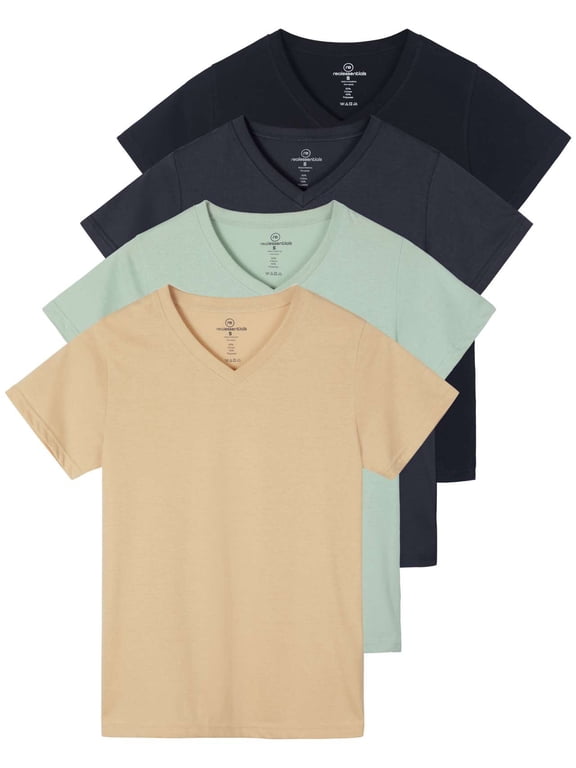 4 Pack: Women's Classic-Fit Cotton Short-Sleeve V-Neck T-Shirt (Available in Plus Size)
