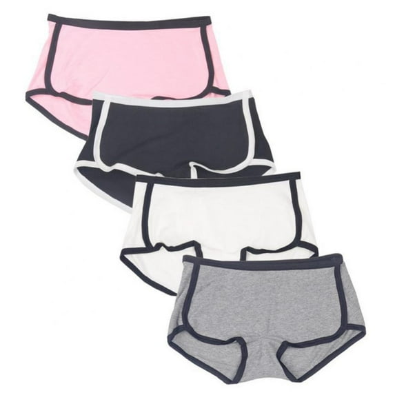 4 Pack Women's Cotton Colorblock Underwear Comfortable Soft Mid-waist Panties Breathable Sports Briefs