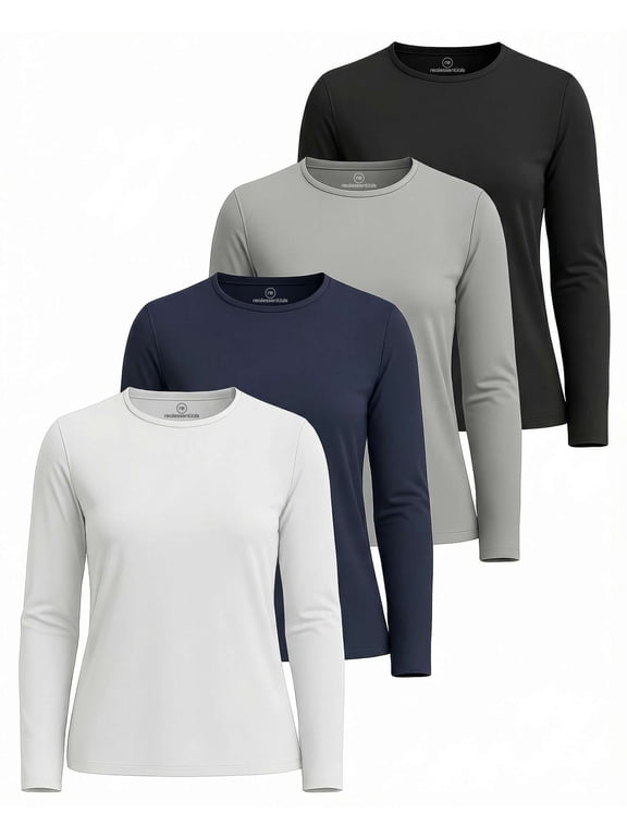 4 Pack Women's Dry Fit Long Sleeve Sun Shirts UPF 50 Hiking Workout Tops
