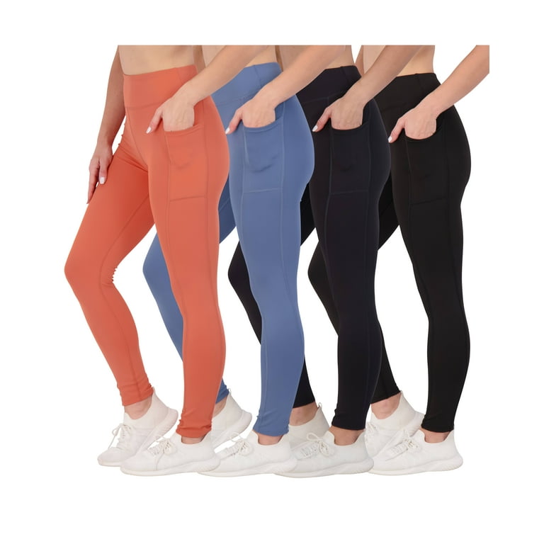 4-Pack: Women's Full Length Fitted Athletic Yoga Performance Leggings with  Pockets (Available in Plus Size) 