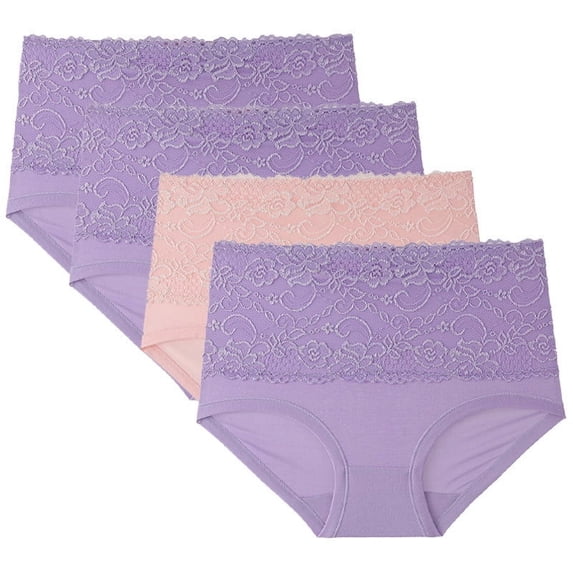 4-Pack Women's High Waist Lace Shapewear Shorts, Seamless Control Panties for Everyday Wear