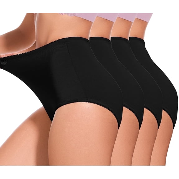 GAI YI 4Pack Women's High-Waist Light Tummy Control Girdle Panties Full Coverage Underwear Ladies Panties for Women M