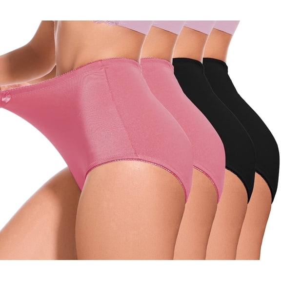 GAI YI 4Pack Women's High-Waist Light Tummy Control Girdle Panties Full Coverage Underwear Ladies Panties for Women S