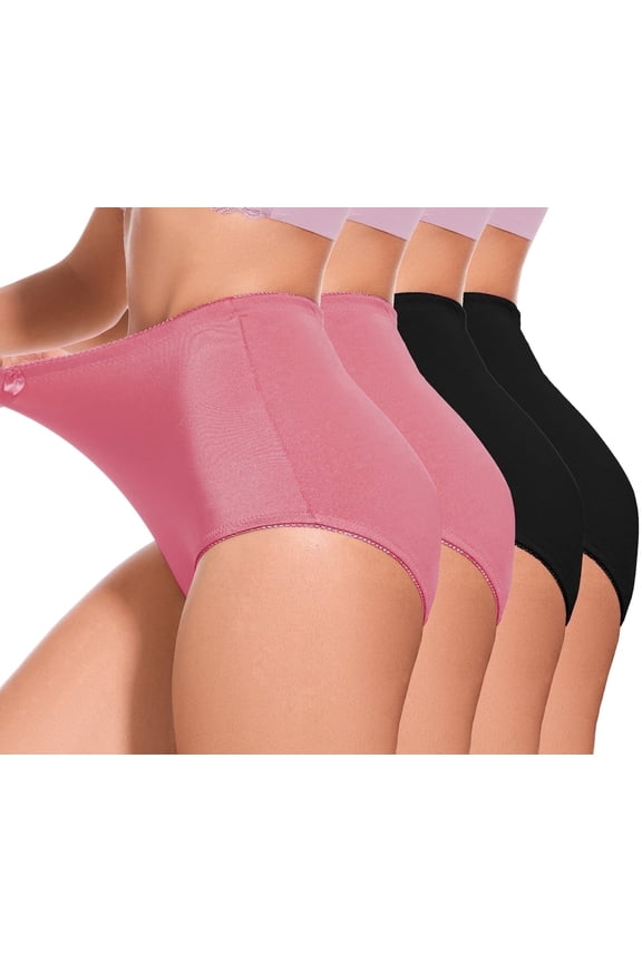 4Pack Women's High-Waist Light Tummy Control Girdle Panties Full Coverage Underwear Ladies Panties for Women S
