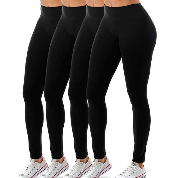 4 Pack Women's High Waisted Leggings Ultra Soft Wide Waistband Pants S-3XL Plus Size Available