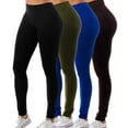 thumbnail image 1 of 4 Pack Women's High Waisted Leggings Ultra Soft Wide Waistband Pants S-3XL Plus Size Available, 1 of 7