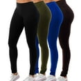 thumbnail image 1 of 4 Pack Women's High Waisted Leggings Ultra Soft Wide Waistband Pants S-3XL Plus Size Available, 1 of 6