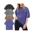 thumbnail image 1 of 4 Pack Women's Oversized T-Shirts Acid Wash Boyfriend Cotton Tee Shirt Loose Fit Vintage Unisex Streetwear Tops, 1 of 8