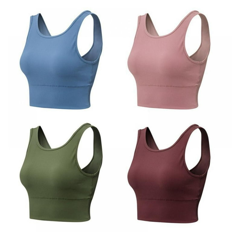 4-Pack Women's Sport Bra Tank Tops Yoga Camisole Crop Top with Built in Bra  for Women/Girl Gym 