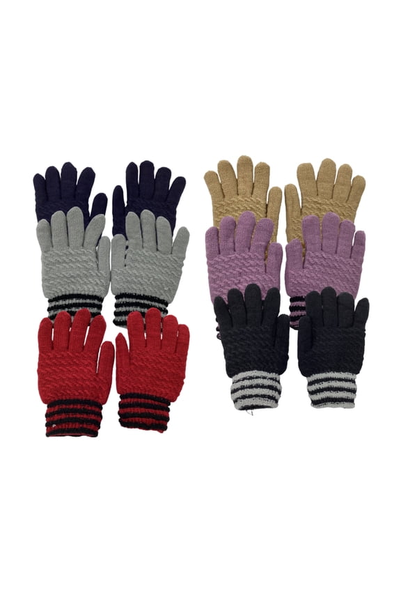 4 Pack Women's Thermal Fleece Lined Winter Insulated Knit Thick Gloves (Style 4)