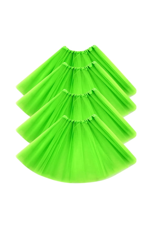 4-Pack Women's Tulle Tutu Skirt Set, 4PC Layered Mesh Dance Skirt, Elastic Waist Party Costume, Ballet Performance Skirt, One Size Fits Most Green A