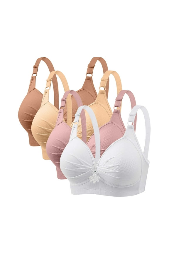 4 Pack Womens Bras Plus Size Push-up Comfort No Underwire Bra Comfort Full Coverage Wireless Multipack Bra Underwear (44/100BC, Multicolor 01)