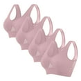 thumbnail image 1 of 4 Pack Womens Cutout Sports Bras Training Plus Size Push Up Bralettes Quick Dry Full Coverage Soft Bras Pink, 32/70BCD, 1 of 2