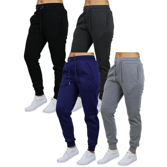 4-Pack Womens Loose Fit Fleece Jogger Sweatpants (S-2XL)