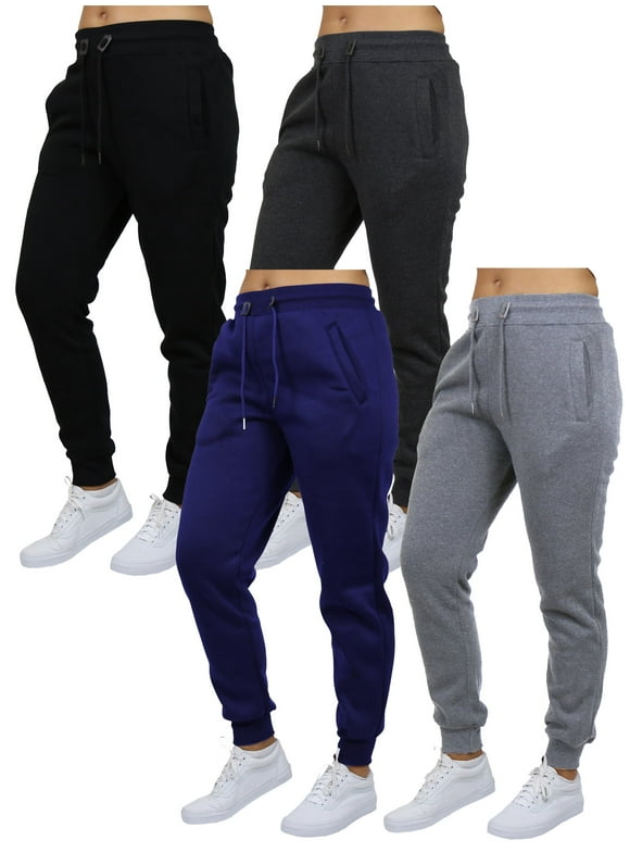 4-Pack Womens Loose Fit Fleece Jogger Sweatpants (S-2XL)
