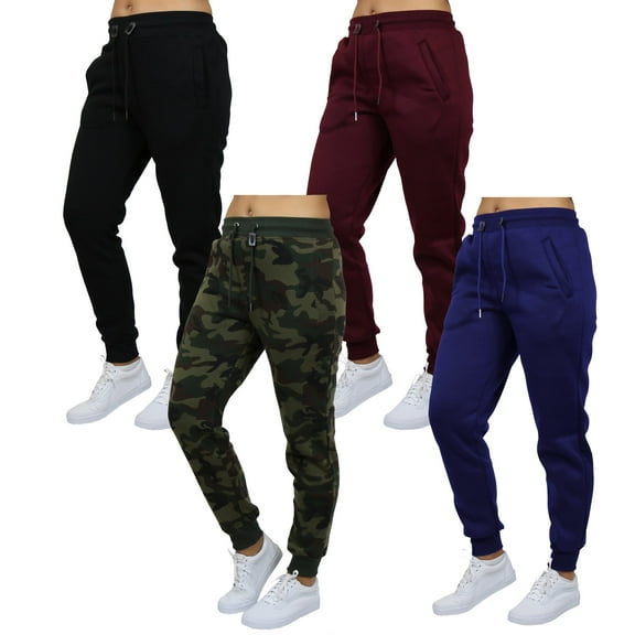 4-Pack Womens Loose Fit Fleece Jogger Sweatpants (S-2XL)