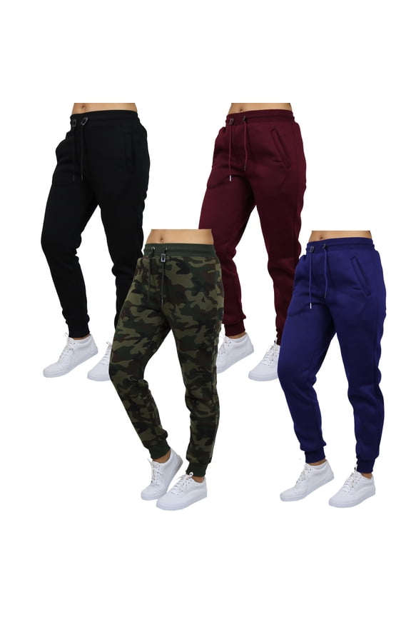 4-Pack Womens Loose Fit Fleece Jogger Sweatpants (S-2XL)