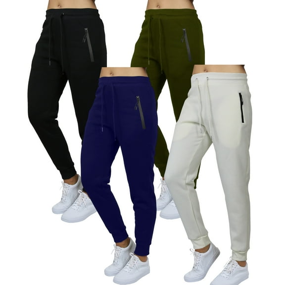 4-Pack Womens Loose Fit Fleece Jogger Sweatpants (S-2XL)