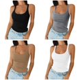 thumbnail image 1 of 4 Pack Womens Sleeveless Tops Summer Women Spaghetti Strap Scoop Neck Ribbed Tank Tops Slim Fitted Camisole Basic Sleeveless Layering Shirts Workout Tank Tops Woman XS, 1 of 7