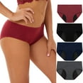 thumbnail image 1 of 4 Pack Womens Underwear Mid Waist Full Coverage Breathable Cotton Ladies Briefs Hipster Panties for Women, 1 of 9