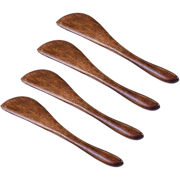 4 Pack Wooden Butter Knife, DaKuan 6 Inch Condiment Knives Wood Super Handy Kitchen Utensils Peanut Jelly Spreader