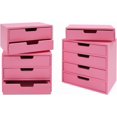thumbnail image 1 of 4 Pack Wooden Desktop Storage Organizer, Stackable Drawer Cabinet with Drawers Vintage Apothecary Cabinet, Card Catalog Wooden Storage Box for Desktop Organizer,No Assembly Required (Pink), 1 of 16