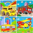 thumbnail image 1 of 4 Pack Wooden Jigsaw Puzzles for Kids Age 3 Year Old Animals Preschool Puzzles for Toddler Children Learning Educational Puzzle Toys, 1 of 8