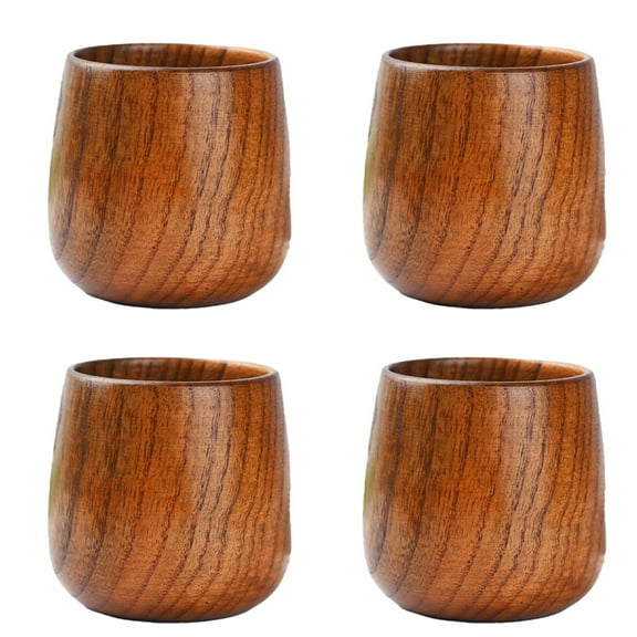 4 Pack Wooden Tea Cups Natural Solid Wood Tea Cup,Wooden Teacups Coffee Mug Wine Mug for drinking Tea Coffee Wine Beer Hot Drinks,160ML