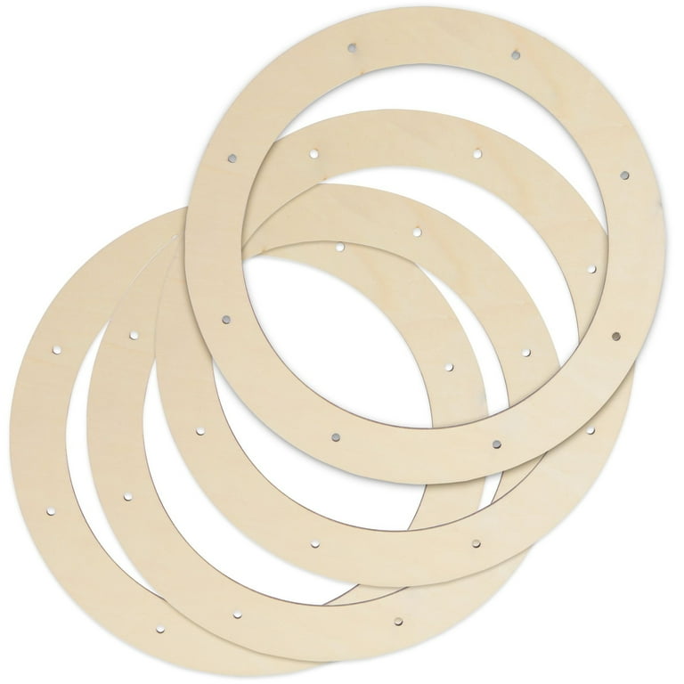 4-Pack Wood Wreath Frames, Dia, Thick, for Crafts
