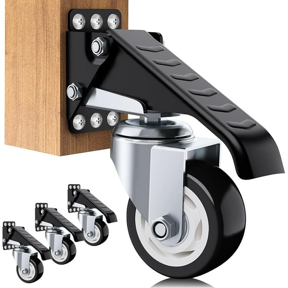 4 Pack Workbench Casters kit 660/720/880/990 Lbs - Retractable Casters Heavy Duty Bench Caster Wheels Designed for Workbenches Machinery & Tables,
