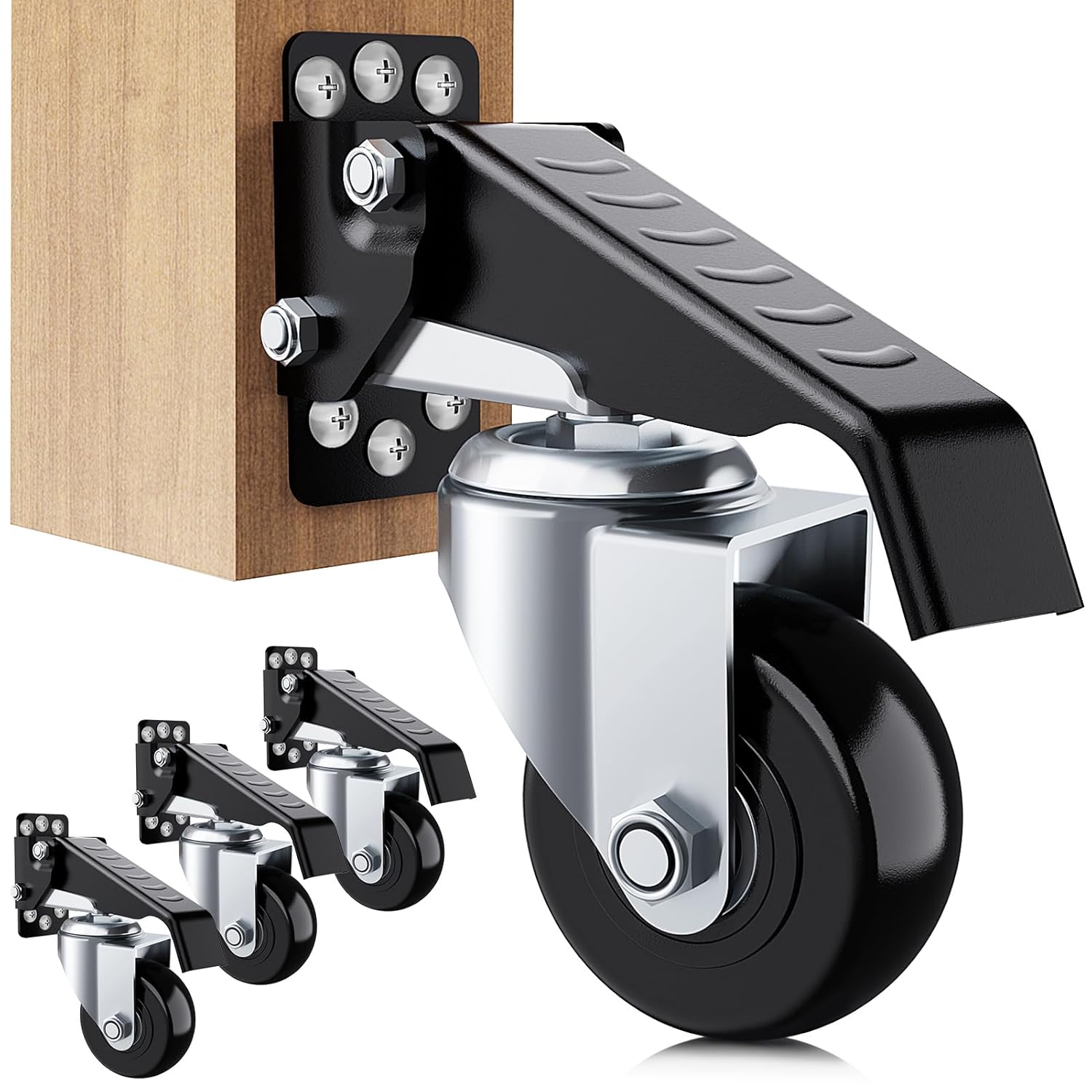 4 Pack Workbench Casters kit 660/720/880/990 Lbs - Retractable Casters Heavy Duty Bench Caster Wheels Designed for Workbenches Machinery & Tables,