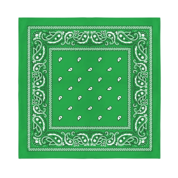 4 Pack X-Large Paisley Cotton Printed Bandana - 27 x 27 inches (Green)