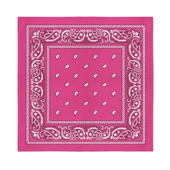 4 Pack X-Large Paisley Cotton Printed Bandana - 27 x 27 inches (Hot Pink)