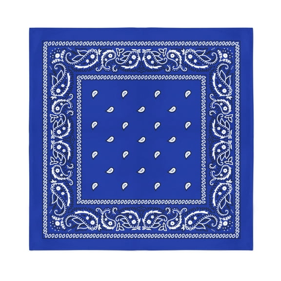 4 Pack X-Large Paisley Cotton Printed Bandana - 27 x 27 inches (Royal Blue)