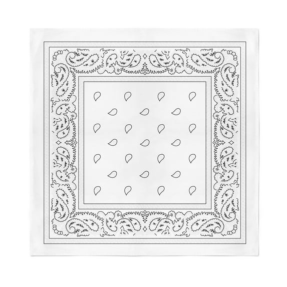 4 Pack X-Large Paisley Cotton Printed Bandana - 27 x 27 inches (White)