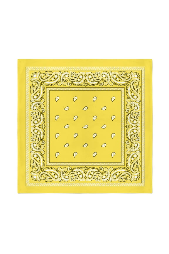 4 Pack X-Large Paisley Cotton Printed Bandana - 27 x 27 inches (Yellow)